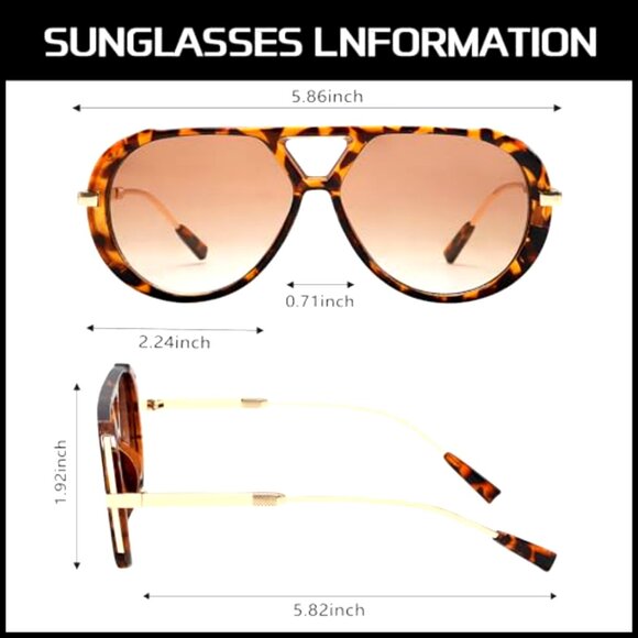 Oversized Metal Aviator Sunglasses Polarized UV Protection Retro Style main image 7